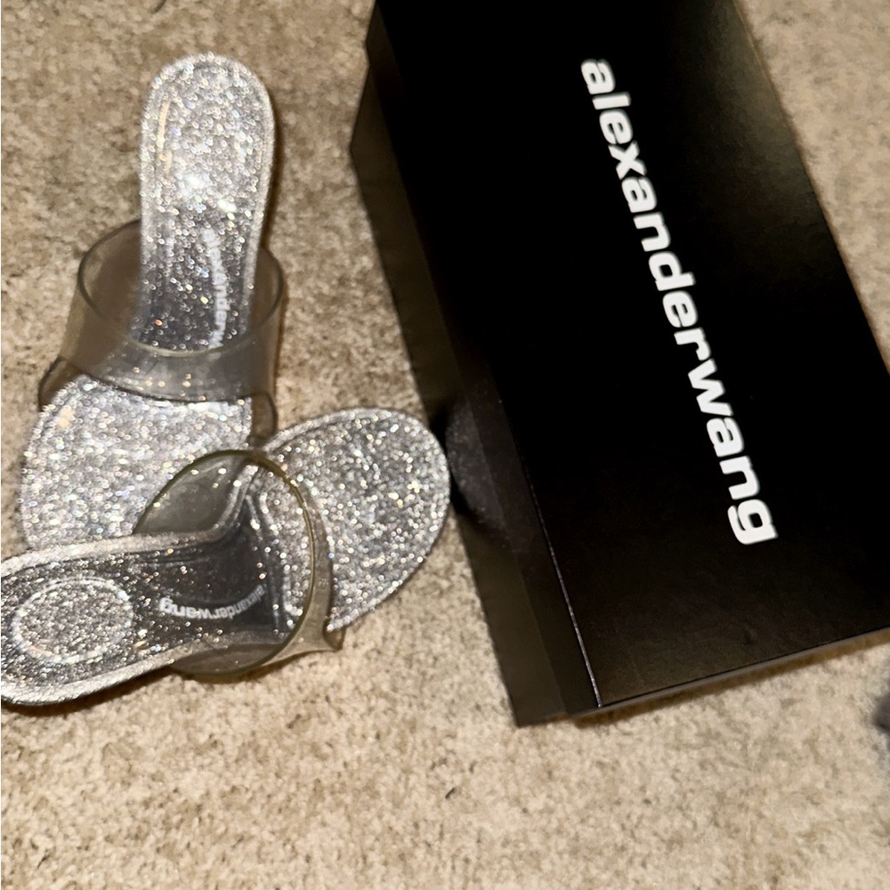 Alexander Wang Silver Heels with Shimmering Finish